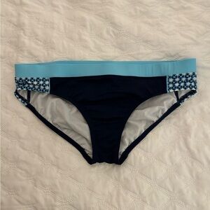 Lands End Naxvy/Turquoise Aqua Blue Swim Bikini Bottoms Size 14 NWOT